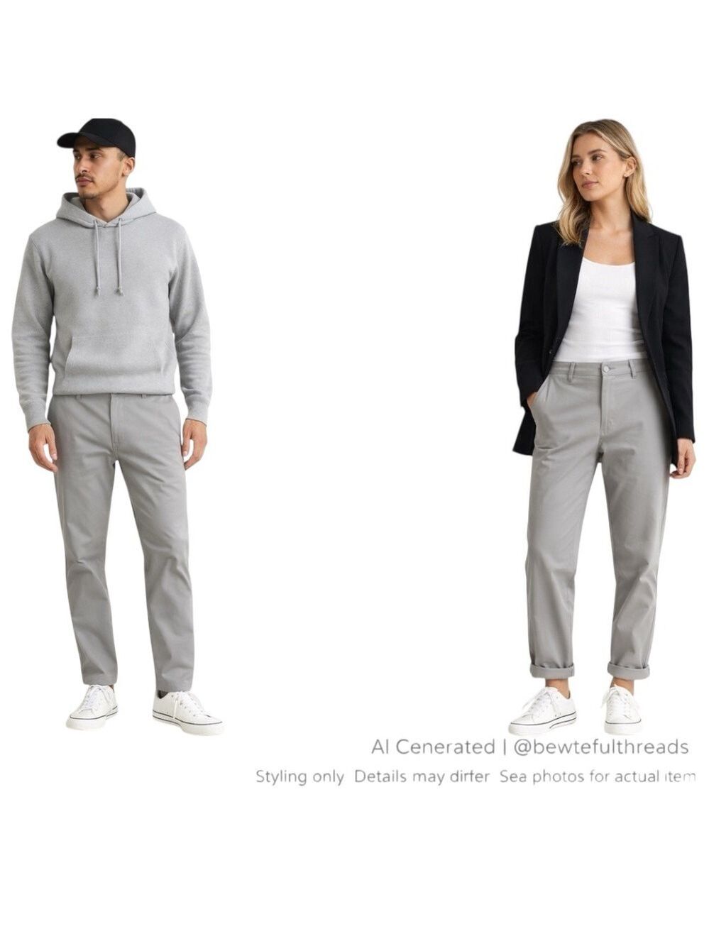 Grey Chino Pants 38x34 Straight Fit Clean Boy Minimalist Core Tall